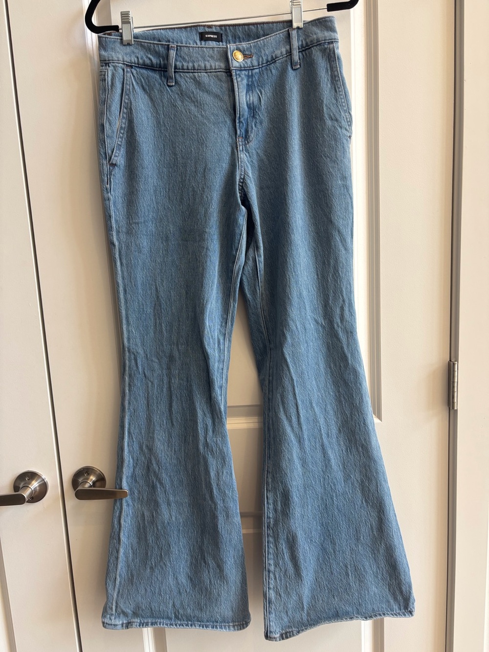 Express Blue Wash ‘70s Flare Mid Rise Jeans